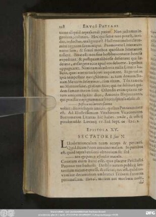 Epistola XV. Sectatori suo N.