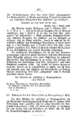 Rektorat bei der Universität zu Königsberg i. Prß. : [II. Universitäten, Akademien etc]