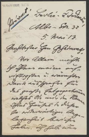 Brief an Ludwig Strecker  : 05.05.1913