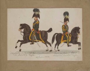 Oberstleutnant (links) und Major (rechts) der Jäger zu Pferd vom Banner der freiwilligen Sachsen, 1814