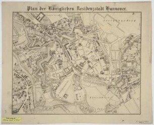 Plan von Hannover, Lithographie, vor 1850