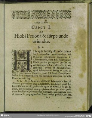Caput I. De Hiobi Persona & stirpe unde oriundus