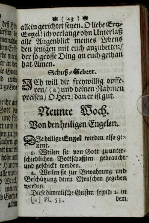 Neunte Woch. Von den heiligen Engelen