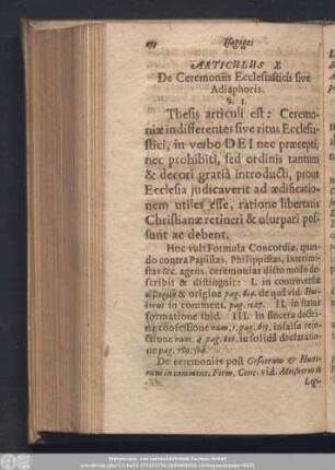 Articulus X. De Ceremoniis Ecclesiasticis sive Adiaphoris.