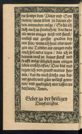 Gebet zu der heiligen Dreyfaltigkeit.