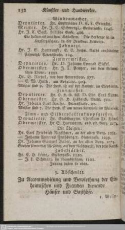 3. Abschnitt. Zu Accommodirung und Bewirthung der Einheimischen und Fremden dienen-de Häuser und Gasthöfe