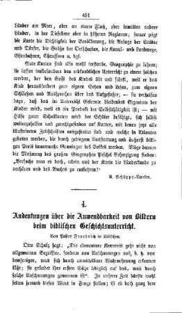 Andeutungen über die Anwendbarkeit von Bildern beim biblischen Geschichtsunterricht