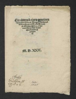 Denkschrift Herzog Ulrichs von Württemberg an die Reichsstände 1525 (Druck) (19)