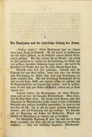 Der Dualismus und die östreichische Armee : Eine Denkschrift dem östreichischen Reichsrathes gewidmet von einem deutschen Oestreicher