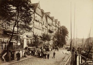 "Aussenkajen" aus der Mappe "Hamburg 1884. Ansichten aus dem niederzulegenden Stadttheil"