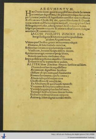 De Sacrosantca Synaxi Brevis Oratio.