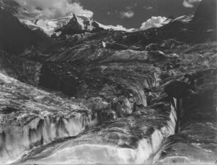Talgletscher : Blick über den Zinalgletscher, im südlichen Talabschluss des Val d'Anniviers in den Walliser Alpen.