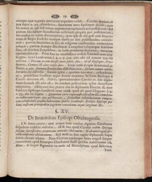 §. XV. De Immunitate Episcopi Osnabrugensis.