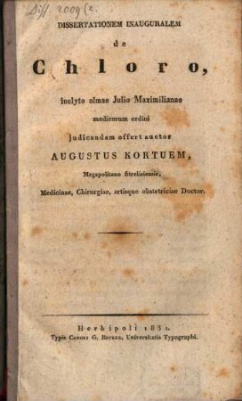 Diss. inaug. de chloro