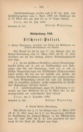 Abtheilung VII. Fischerei-Polizei.