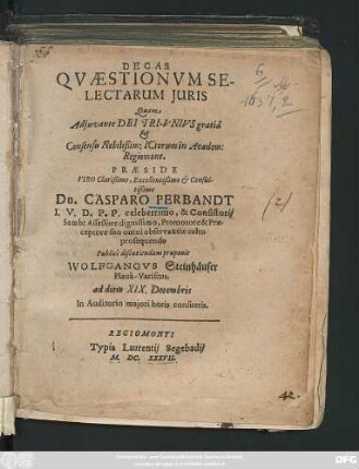 Decas Quaestionum Selectarum Iuris