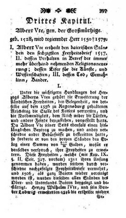 Drittes Kapitul. Albert Vte, gen. der Großmuethige