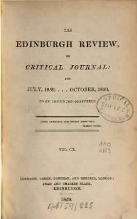 The Edinburgh review, or critical journal, 110. 1859