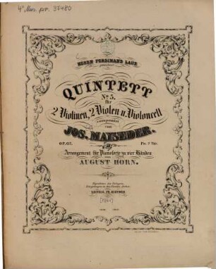 Quintett : Nr. 5 ; für 2 Violinen, 2 Violen u. Violoncell ; op. 67