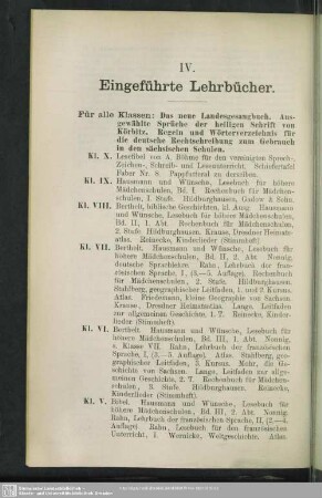 IV. Eingeführte Lehrbücher