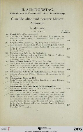 II. Auktionstag: Mittwoch, den 17. Februar 1937, ab 3 Uhr nachmittags (Nr. 266-610)