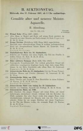 II. Auktionstag: Mittwoch, den 17. Februar 1937, ab 3 Uhr nachmittags (Nr. 266-610)