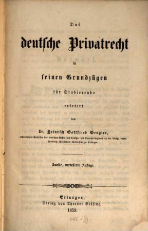 Das deutsche Privatrecht in seinen Grundzügen