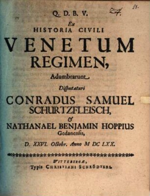 Ex Historia Civili Venetum Regimen