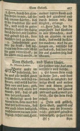 Vom Gebeth, und Vater Unser.