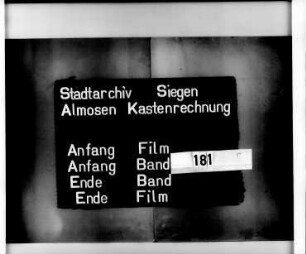 Siechen-, Schul- und Kasten-Rechnung der Stadt Siegen des Kastenverwalters Johannes Jung, Ratsverwandter