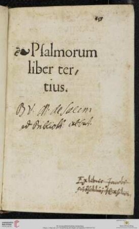 Psalmorum liber tertius