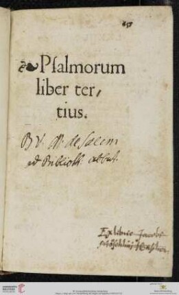 Psalmorum liber tertius
