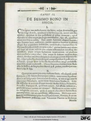 Caput II. De Summo Bono In Specie.
