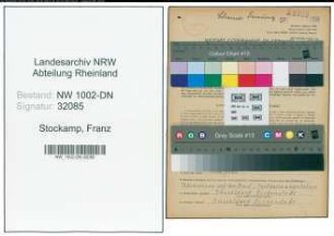 Entnazifizierung Franz Stockamp, geb. 12.03.1885 (Schreiner)