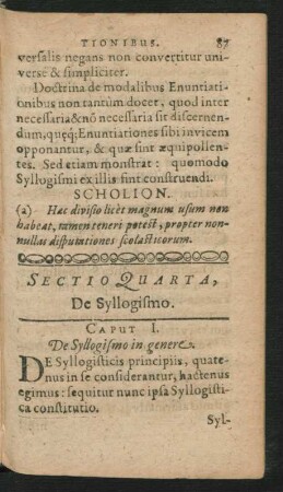 Sectio Quarta. De Syllogismo.
