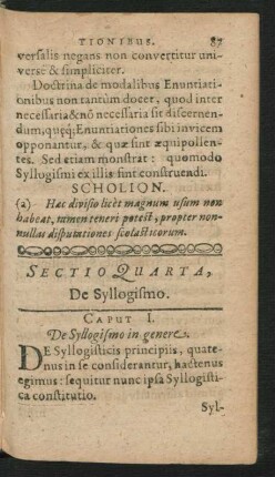 Sectio Quarta. De Syllogismo.