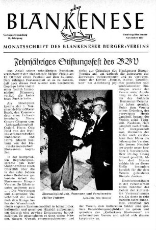 Zehnjähriges Stiftungsfest des BBV