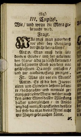 III. Capitel. Wie/und wozu die Moxa gebraucht wird