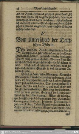 V. Vom Unterscheid der Deutschen Bibeln