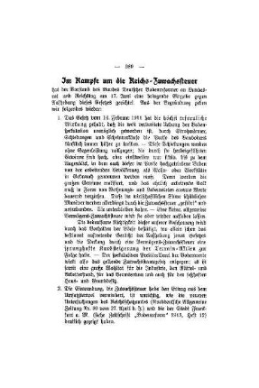 Im Kampfe um die Reichs-Zuwachssteuer