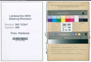 Entnazifizierung Waldemar Finke , geb. 18.12.1902 ()