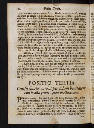 14-28, Positio Tertia. Causa finalis causat per solam bonitatem tam in actu primo, quàm in actu secundo