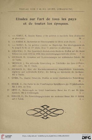 Études sur l'art de tous les pays et de toutes les époques (Nr. 1 - 11)