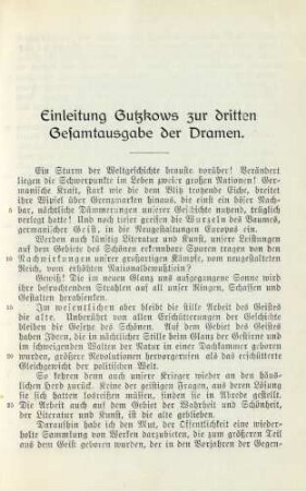 Einleitung Gutzkows zur dritten Gesamtausgabe der Dramen