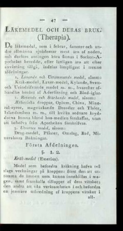 Första Afdelningen.