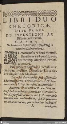 Liber Primus. De Inventione Ac Dispositione Oratoria