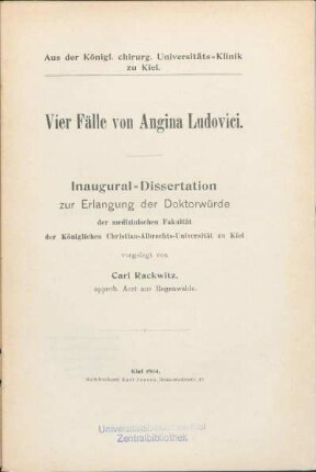 Vier Fälle von Angina Ludovici