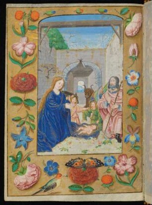 Miniatur (Geburt Christi) mit Streumusterbordüre