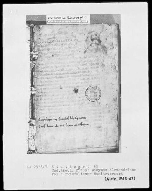 Didymus Alexandrinus, De spiritu sancto und Paschasius Radbertus, De corpore et sanguine Christo —