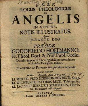 Locus Theologicus De Angelis In Genere : Notis Illustratus